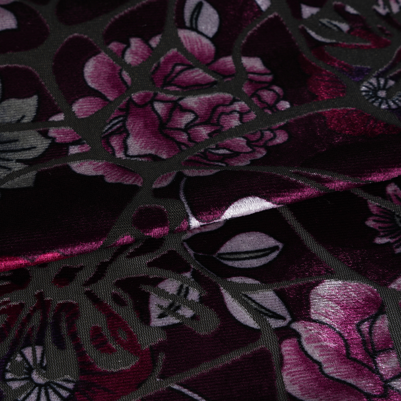 Nylon polyester spandex utbränd tryckt koreanskt sammetstyg 282 Nylon polyester spandex utbränd tryckt koreanskt sammetstyg 282